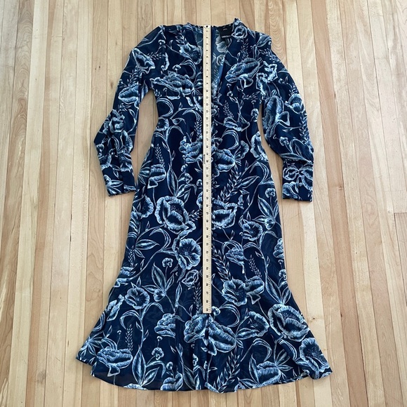 C/MEO Collection Discretion Navy Blue Floral Print Midi Dress - Sz S - Picture 15 of 16